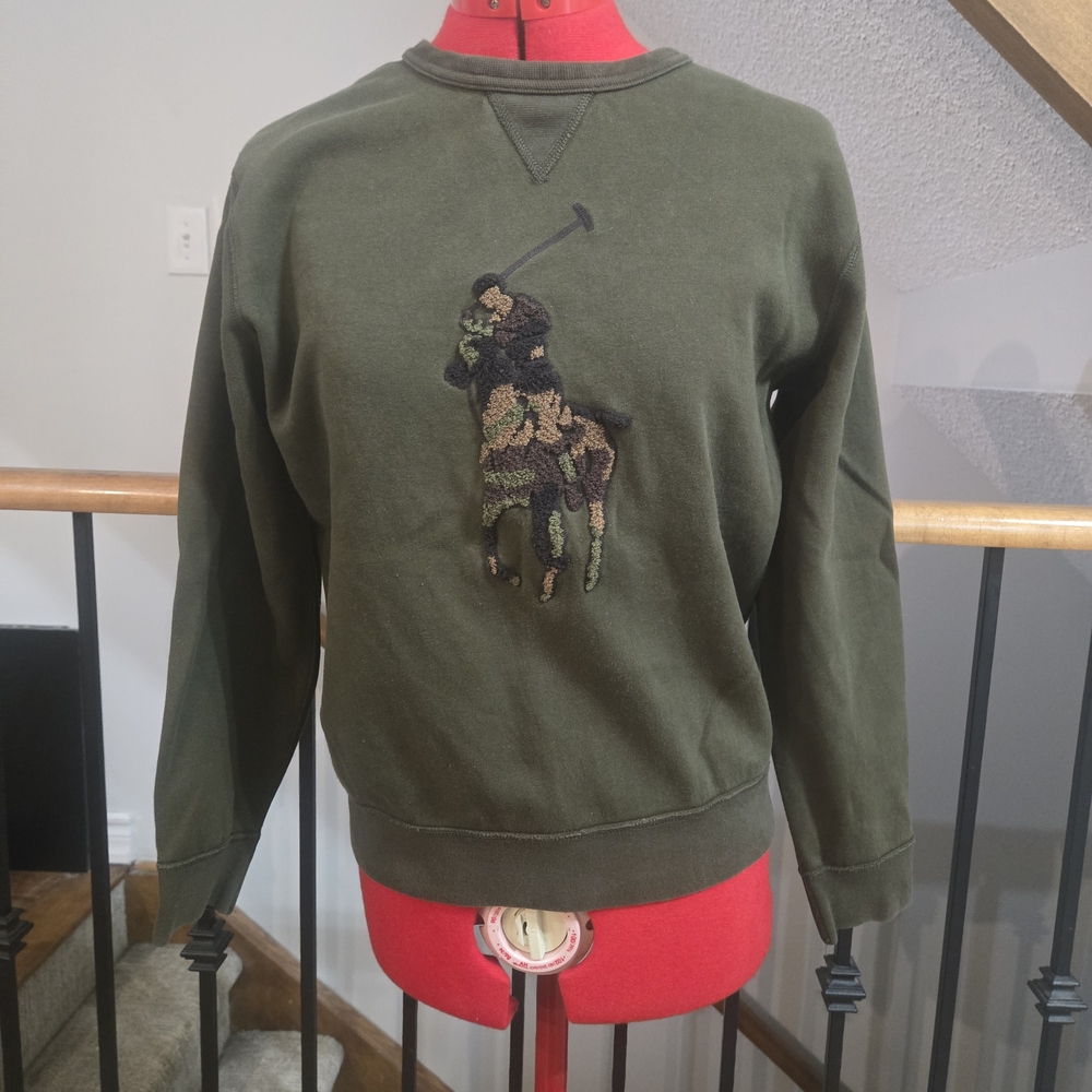 (Sold) Men's Green Sweater with Embroidered Logo